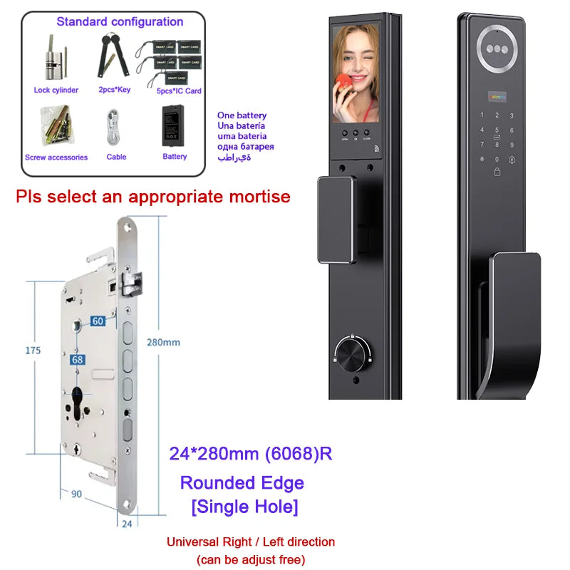 Outdoor Waterproof Lock Wifi Tuya APP Remote Voice Intercom Electronic Door Lock Face Fingerprint Smart Door Lock With Camera
