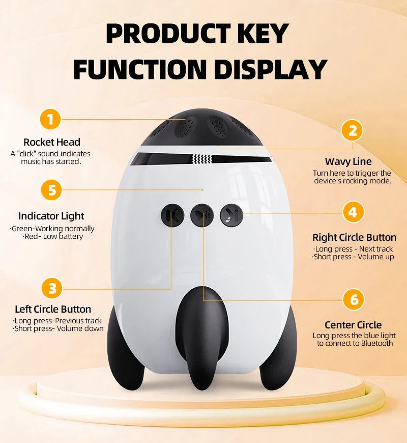 Portable Baby Calming Device Multi-functional Wireless Bluetooth Sleep Aid Vibrating With Soothing Music White Noise Sound