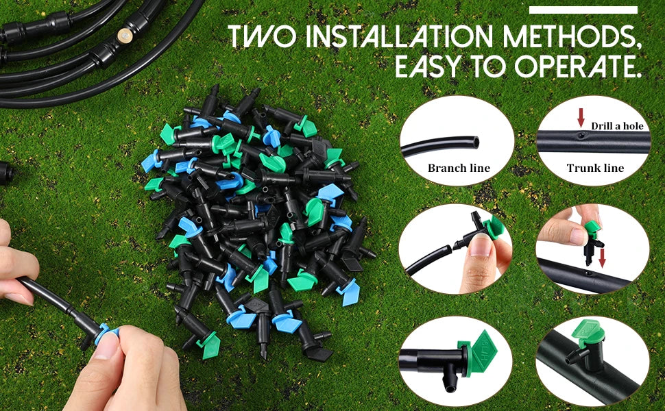 60PCS Drip Emitter Garden Flag Irrigation Dripper in 3 Sizes Trees and Shrubs 1 GPH  2 GPH 4 GPH