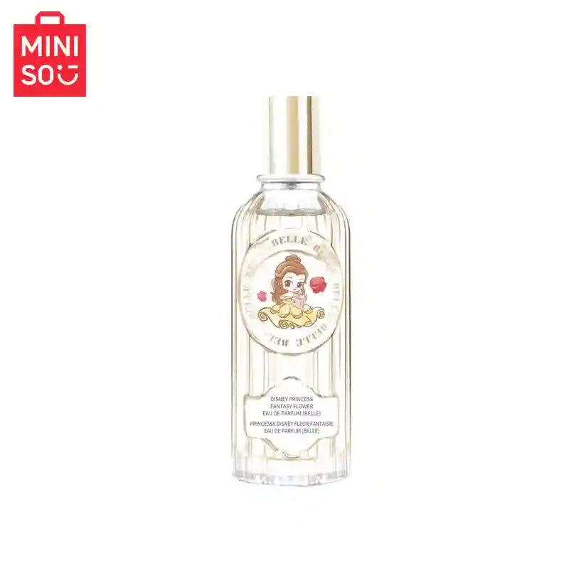 Miniso x Disney Belle floral Eau de Parfum, 60ml ribbed glass bottle, luxury fantasy flower scent for women and girls.