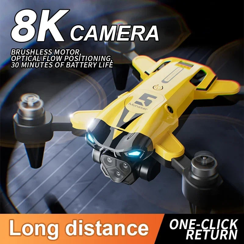 4K Camera Drone with GPS, Obstacle Avoidance, and Foldable Frame - Yellow Tidesmit
