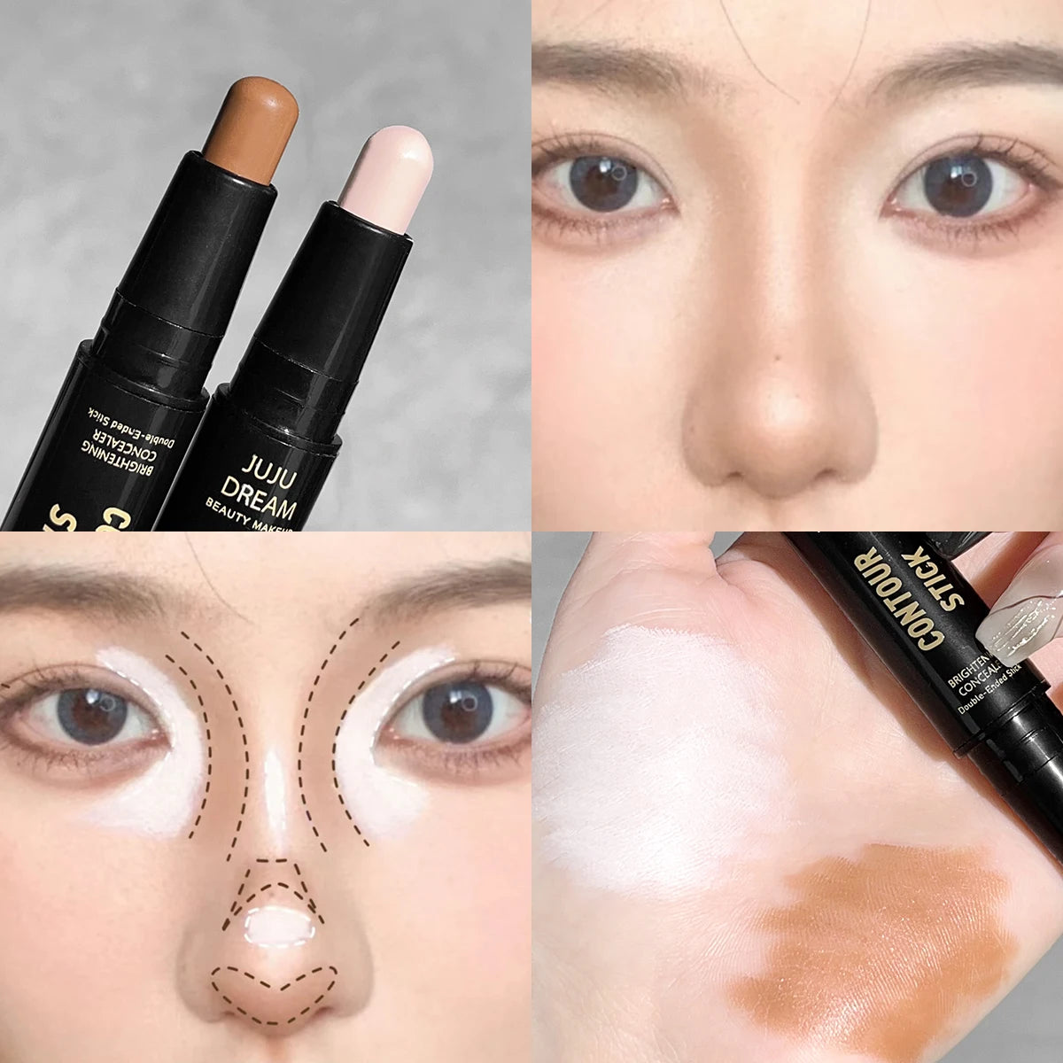 Tidesmit dual-ended contour and highlighter stick for precise nose shading and under-eye brightening makeup
