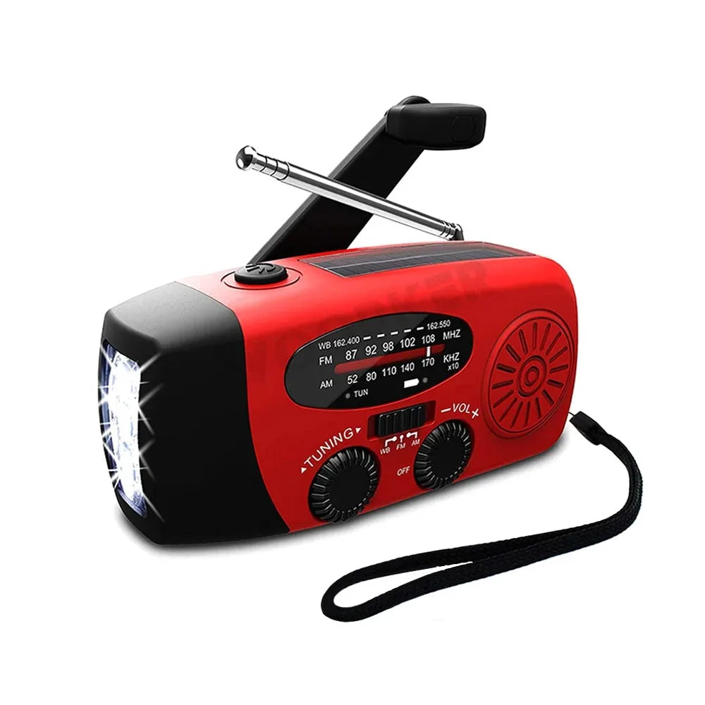 Woopker Radio XSY-330 10000mAh FM Emergency Radio Solar Hand Crank Generator AM/FM/NOAA LED Portable Radio SOS Alarm Power Bank