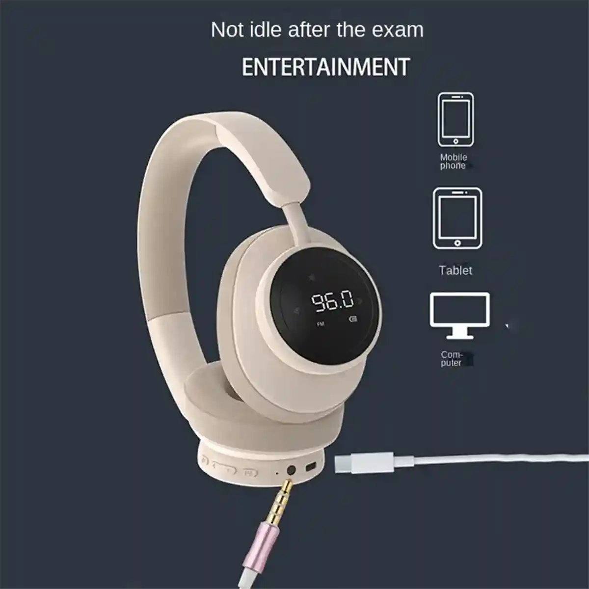 Wireless Headphones with Active Noise Cancellation - Over-Ear Foldable Tidesmit
