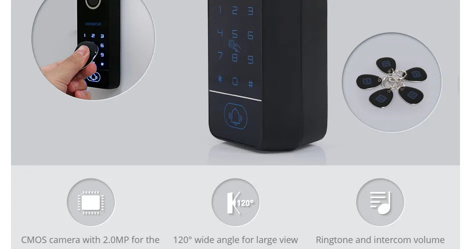 4 Wire Waterproof Doorbell Camera B10AF-B Password RFID Access for HOMSECUR WIFI FHD 1080P Video Doorphone Intercom