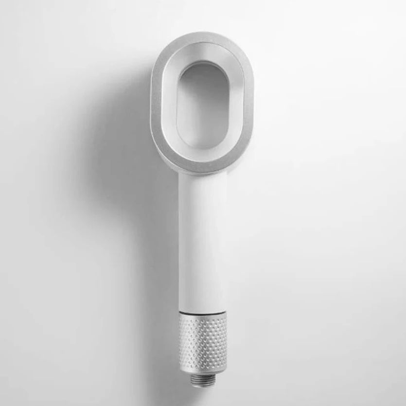 Gray shower head filter with round face ring and perforated cartridge tip