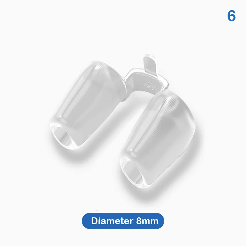 Clear silicone nasal support clip for rhinoplasty recovery and nostril shaping, 8mm diameter, flexible nose fixator.