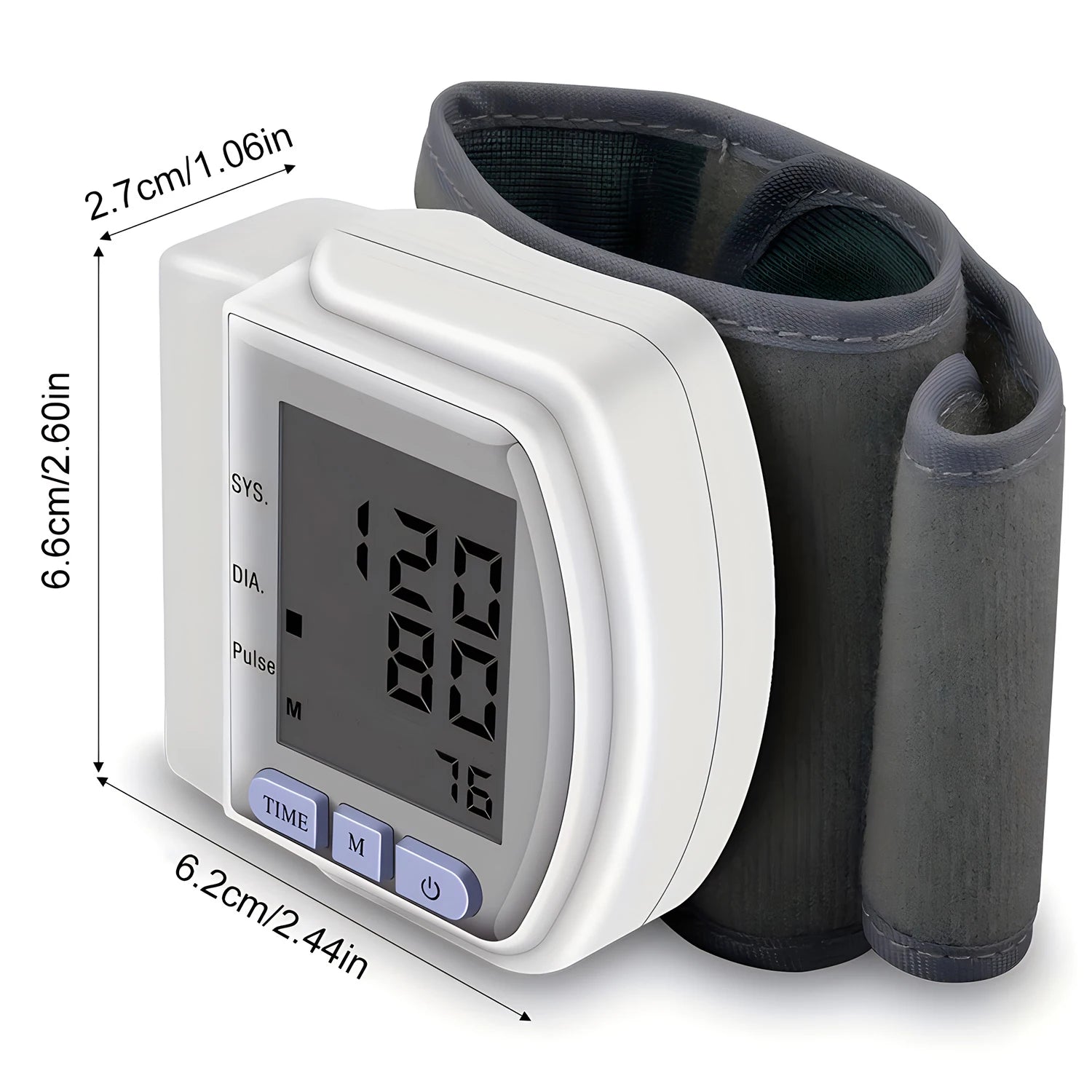 Wrist Digital Blood Pressure Monitor, Heart Rate Pulse Meter, Portable Sphygmomanometer Tensiometer for Home Use