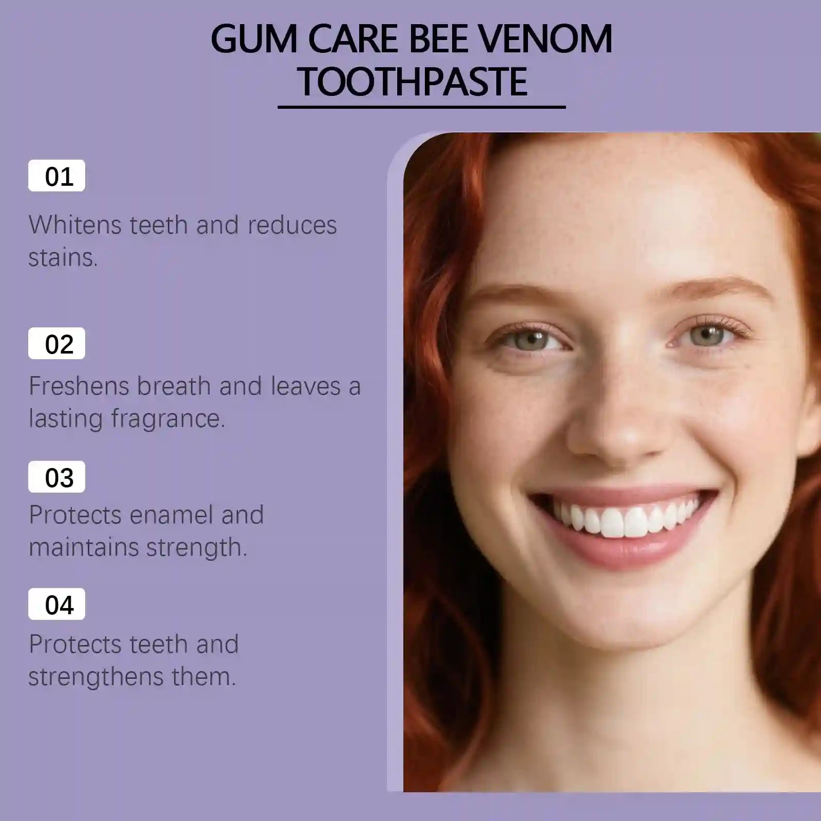 Tidesmit Bee Venom teeth whitening toothpaste for deep cleaning, stain removal, and fresh mint breath.