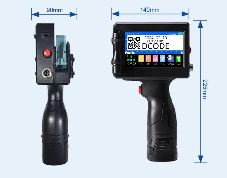 DCODE 1750PLUS-1 25.4mm Handheld Inkjet Printer Portable TIJ Printer Logo Counter Batch Number QR Barcode Date Coding Machine