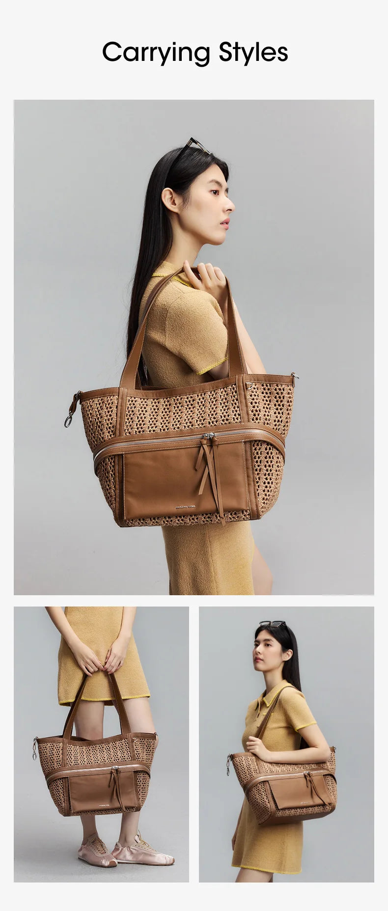 Amazing Song Original Design Cheese Roll Tote Bag Woven Family Shoulder Bag Fashion For Women