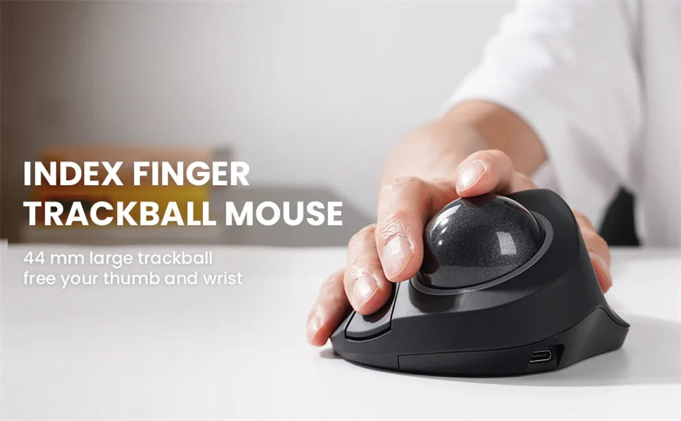 Jomaa RGB Backlit Trackball Mouse Control for Gaming Bluetooth Right Hand Vertical Trackball Mouse for Gamer Windows Mac