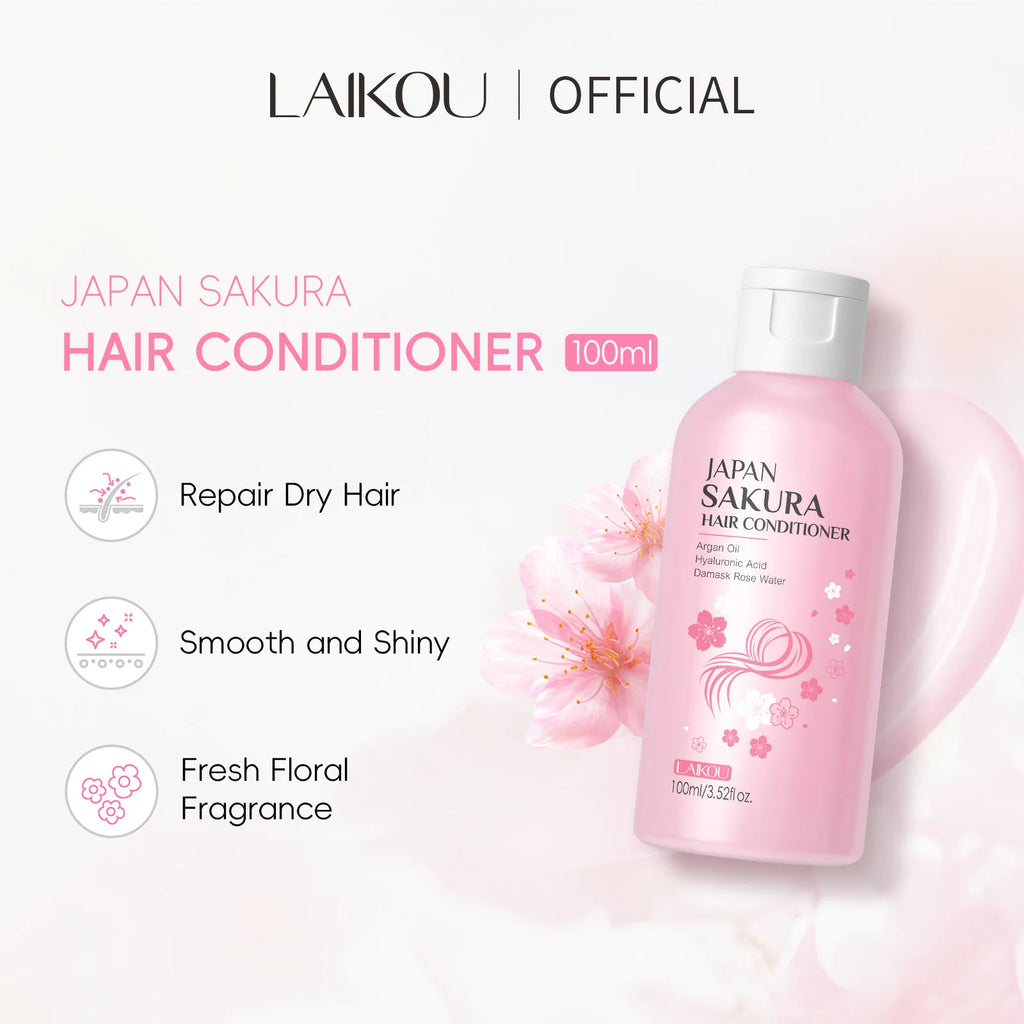 LAIKOU Sakura Shampoo And Hair Conditioner Cherry Blossom Nourishing Repair Dry Hair Smooth Anti Frizz Moisturizing Hair Care