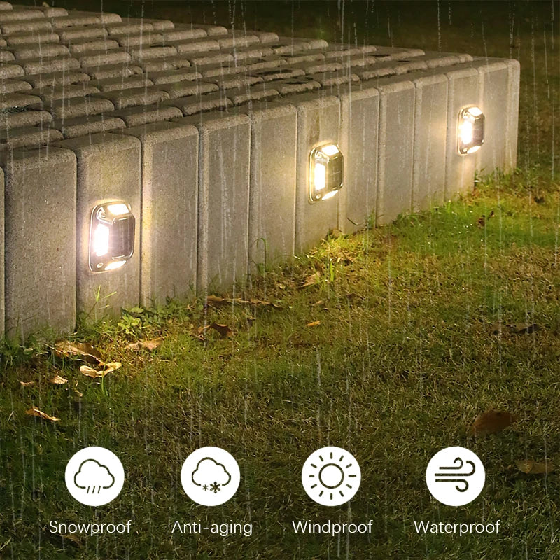 8LED Solar Driveway Light Outdoor Garden Ground Lights Waterproof LED Solar Wall Lamp Camping for Step Stair Pathway Walkway Dec