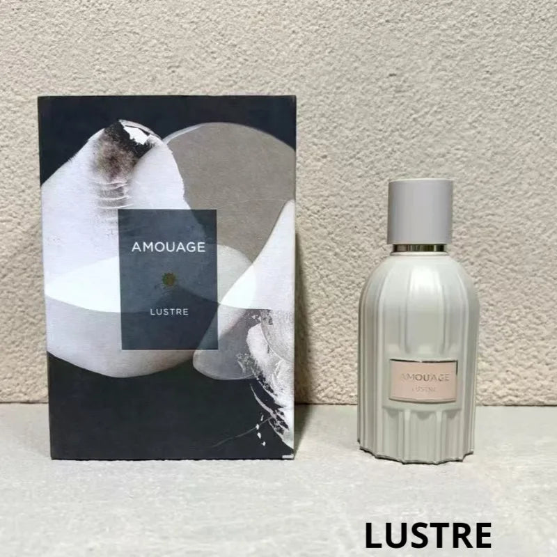 Amouage Lustre 100ml unisex EDP, a fresh woody-oriental fragrance in a refined ribbed bottle with matching gift box.
