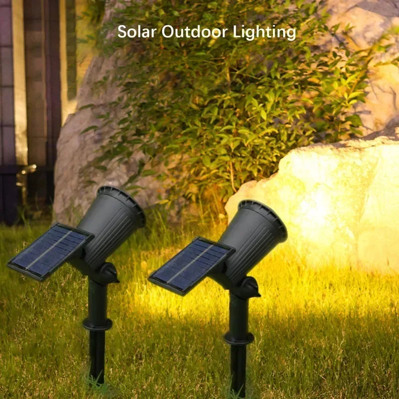Solar 9 LED Ground Lights Outdoor, IP65 Waterproof Brightness Adjustable Spot Light for Garden Backyard Driveway Patio Decor