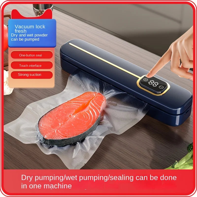 Automatic Vacuum Sealer Machine for Food Preservation Dry Wet Mode Vacuum Packer with 10pcs Bags Free Kitchen Sealing System