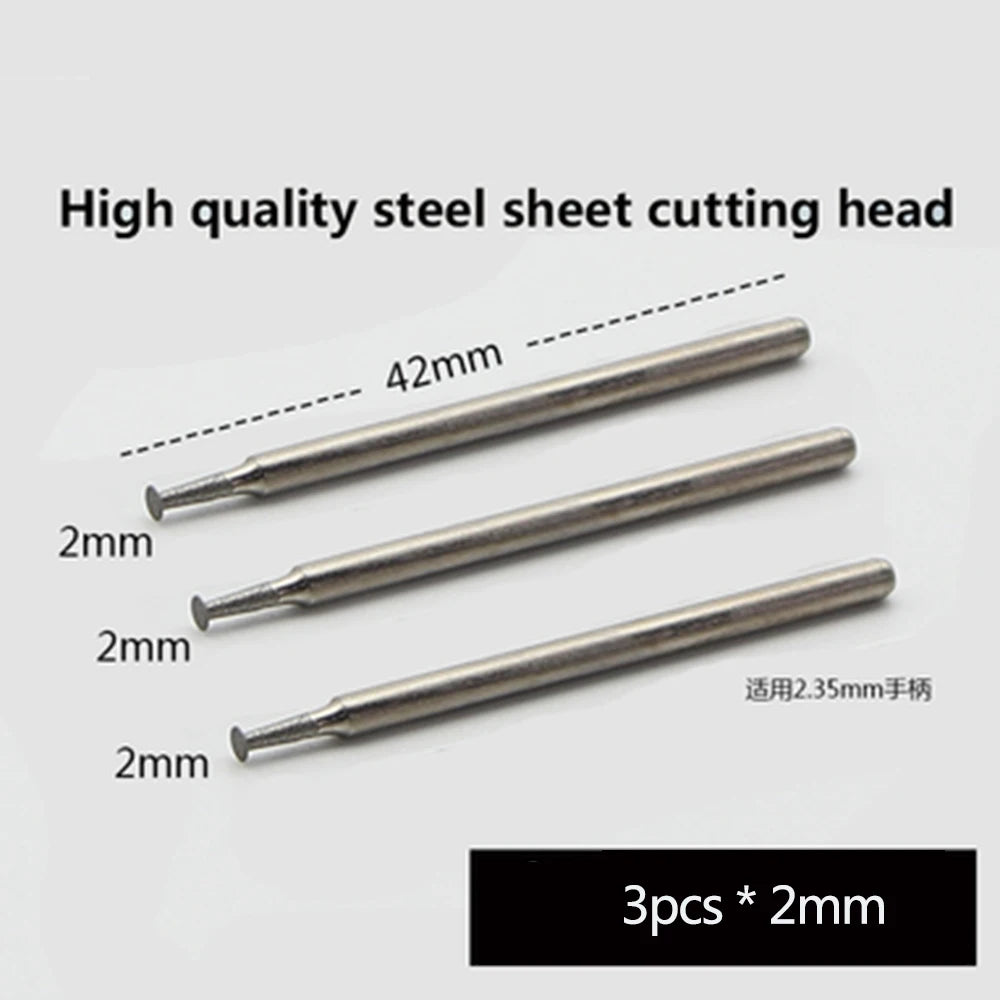 Steel sheet cutting head tips, 2mm diameter, 3-piece set