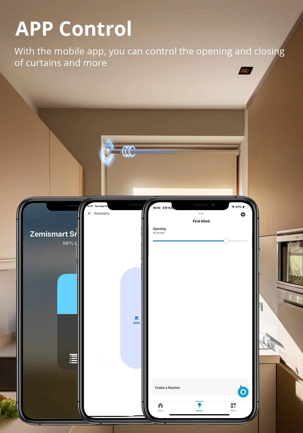 Tidesmit 28mm Smart Roller Shade Motor - Matter Over WiFi Compatible Tidesmit