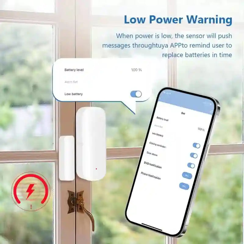 Zigbee Door Window Sensor for Smart Home Automation - White Tidesmit