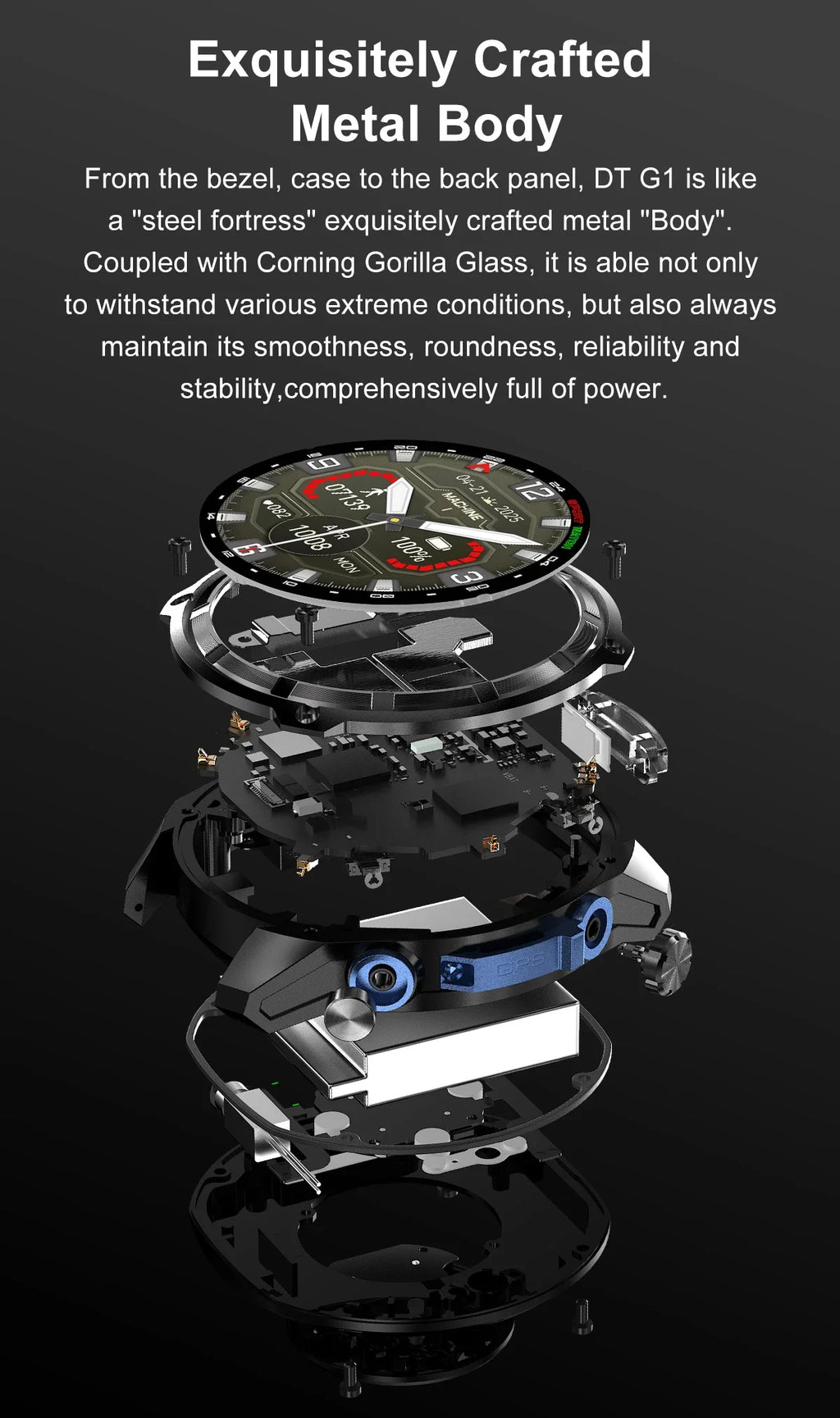 2026 New Outdoor Adventure DT G1 Smart Watch GPS Offline Map 100+Sports Mode Fitness 3ATM Waterproof Bluetooth Call Smart Watch