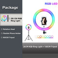 10-Inch RGB Ring Light with Adjustable Tripod Stand - Tidesmit 10in RGB BK160cm Tidesmit