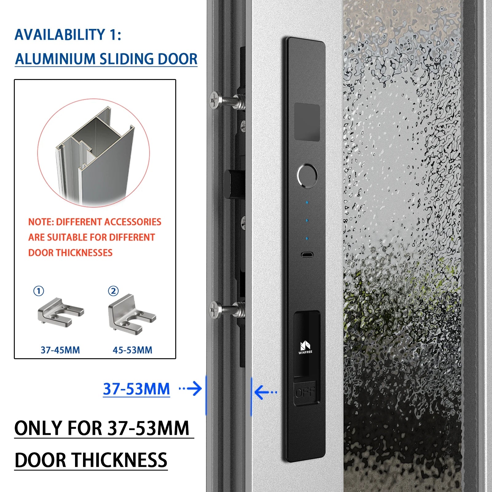 WINFREE Sliding Window Door Smart Lock Fingerprint Tuya Bluetooth Smart Window Lock  Special Aluminiun Profile Window Lock