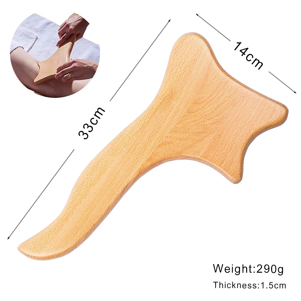 Wooden Lymphatic Drainage Massager Tool for Targeted Body Contouring Back Massage Instrument Body Gua Sha B Tidesmit