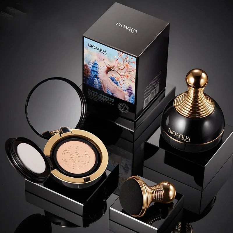 Tidesmit mushroom head air cushion BB cream sponge puff showing smooth foundation texture for brightening face makeup