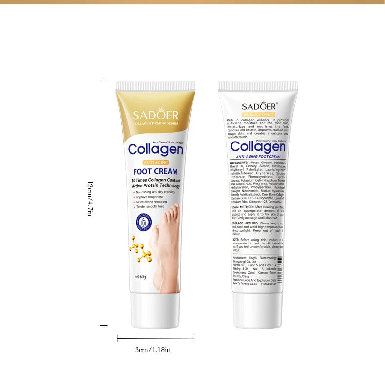 Collagen Foot Cream: Deep Moisturizing & Repairing Foot Care Scrubs Treatments Tidesmit