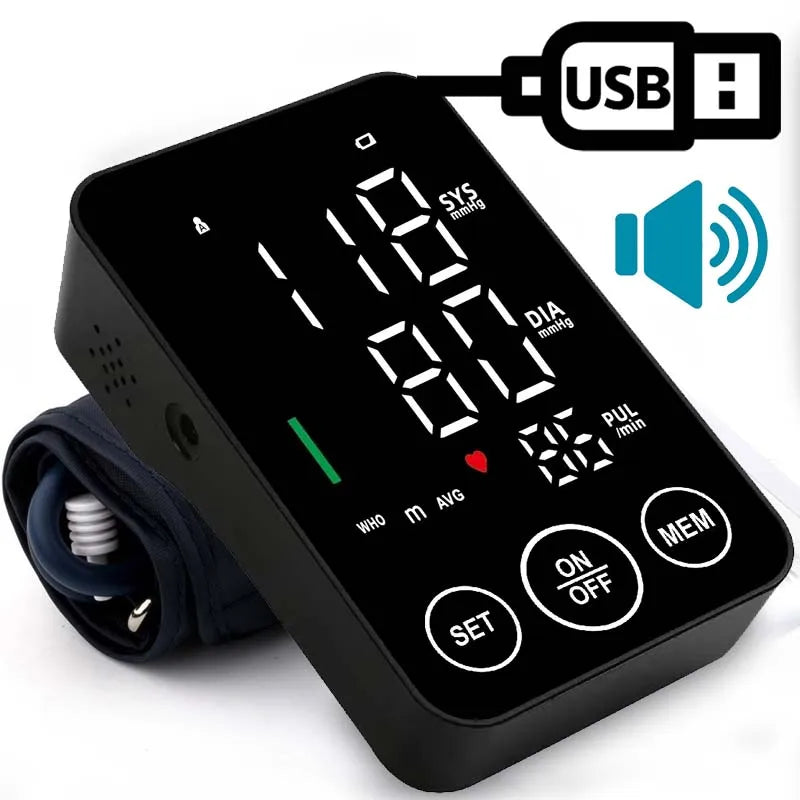 Sphygmomanometer BP Monitor Health Care New LED Blood Pressure Monitor Big Screen Broadcast Tonometer Digital Arm Tonometer