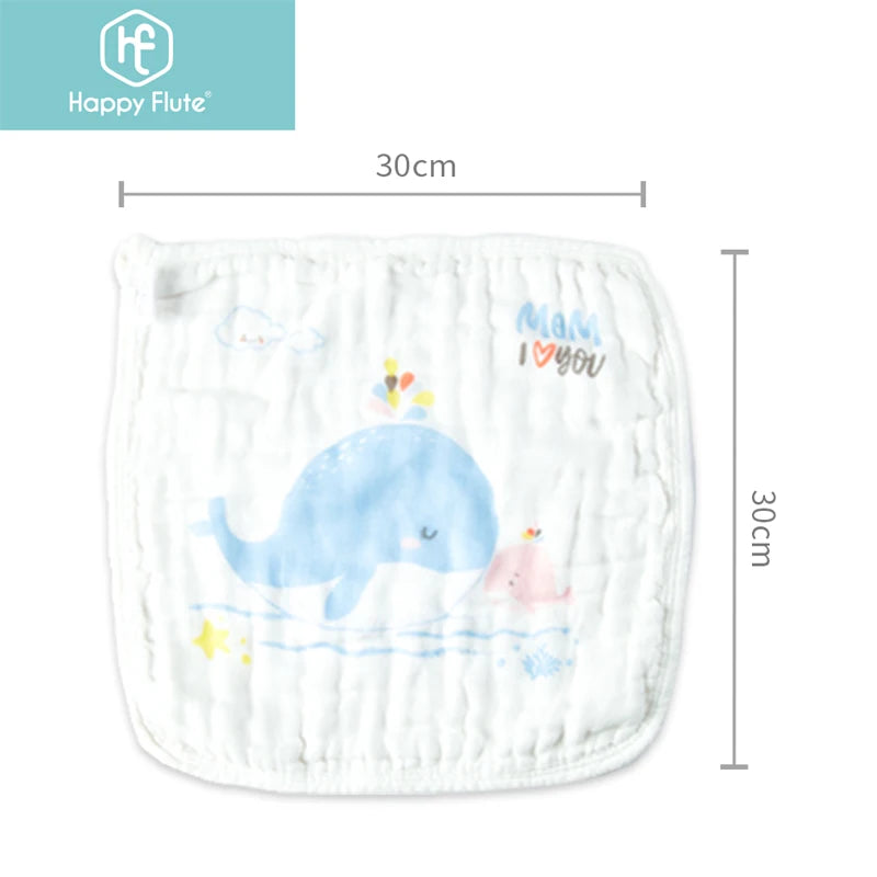 Happyflute 30*30CM 6Layer Soft Gauze Baby Cotton Plain Color Face Towel Children's Square Handkerchief Saliva Towel