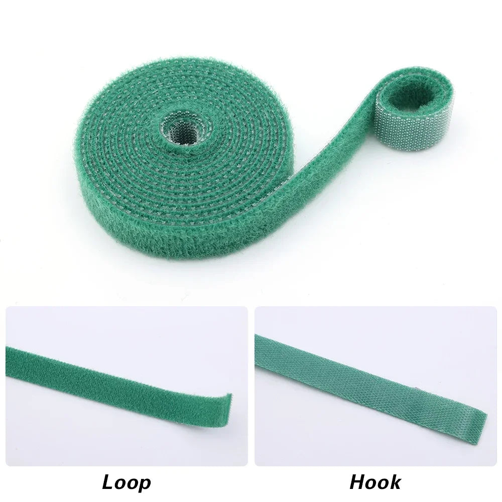 Self Adhesive Plant Nylon Cable Tie Green Adjustable Plants Hook Loop Support Garden Twine Bandage Reusable Fastener Tape Strips