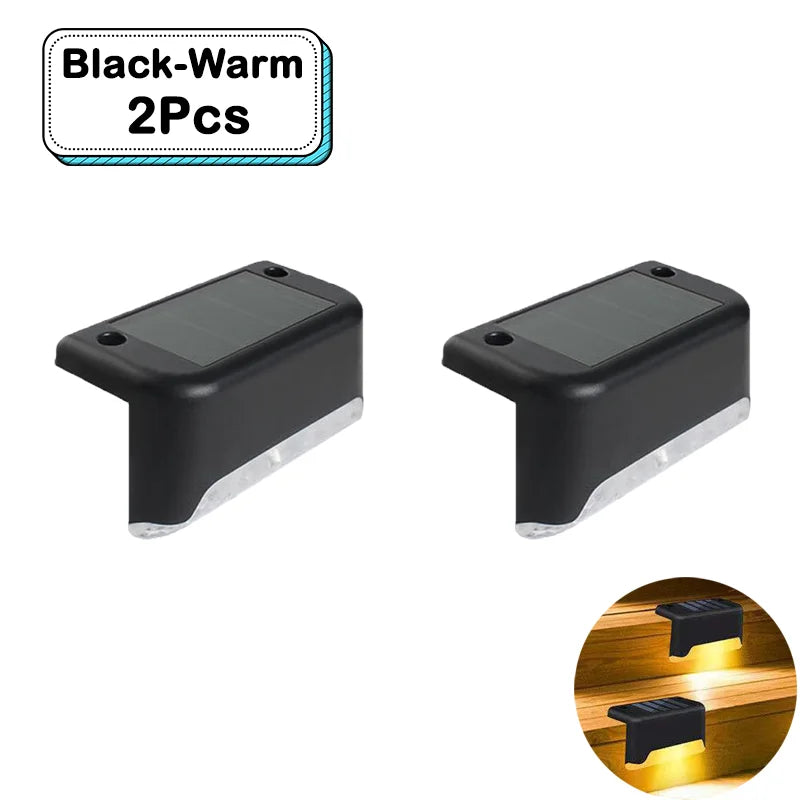 Outdoor Solar Step Lights Warm White LED Waterproof Stair Path Lighting for Garden Patio Fence Balcony Decoration Solar Power