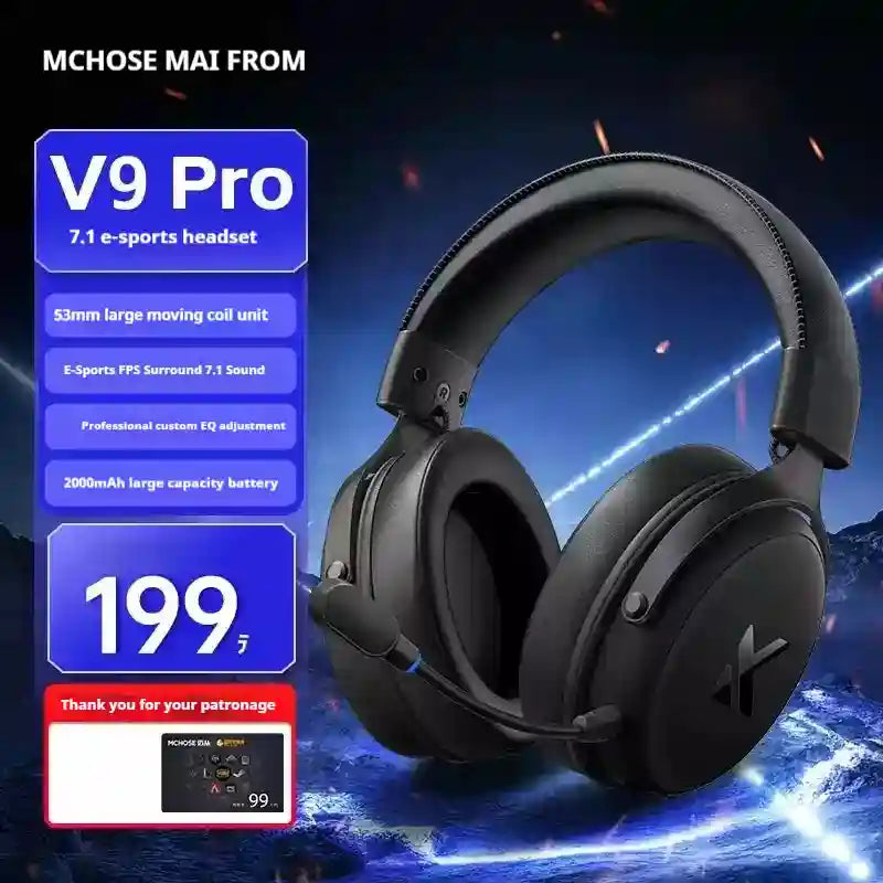 Wireless Gaming Headset V9 Pro with Noise Cancelling Mic - Over-Ear Audio V9 Pro black Tidesmit