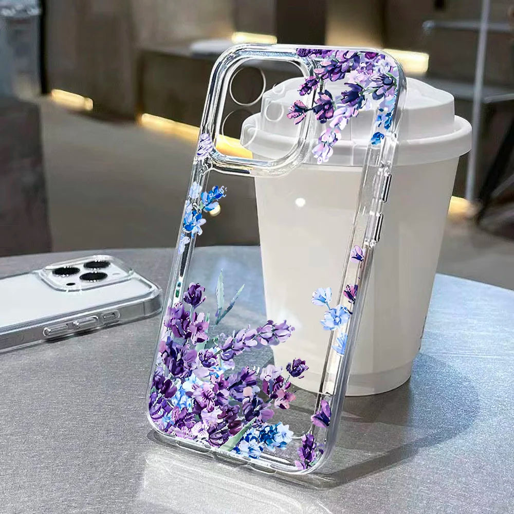 Purple Flower Phone Case for iPhone 16 - Slim Fit Shock-Absorbing Cover Clear JW37 Tidesmit