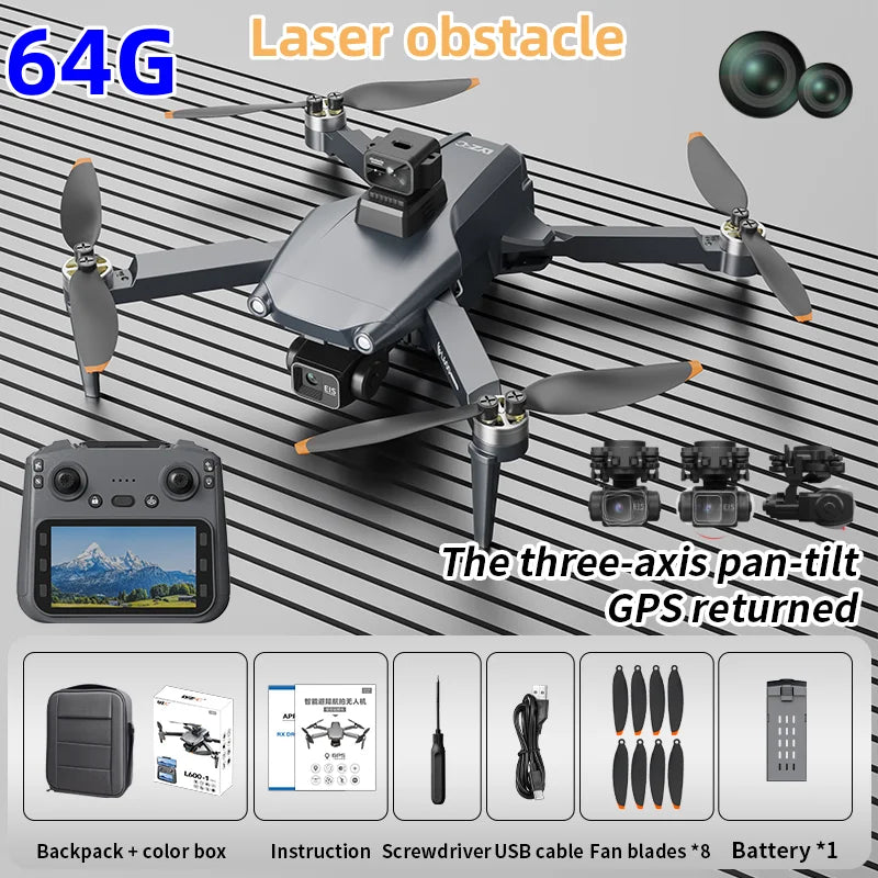 8K FPV Camera Drone with Laser Obstacle Avoidance and 3-Axis Gimbal 3 Axis 64G laser Tidesmit