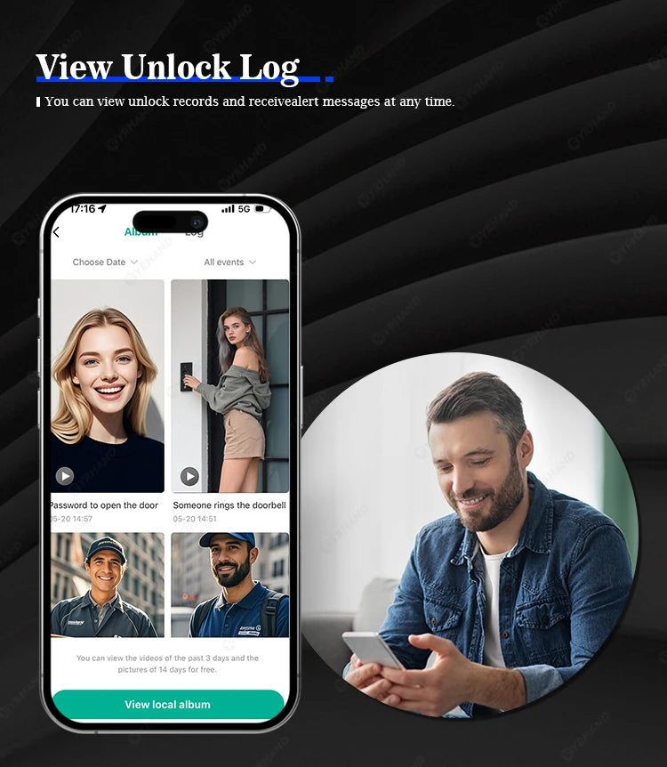Tuya Smart Door Lock F7｜3D Face Recognition + 2K Camera + Fingerprint｜Works with Google/Alexa/Security Camera