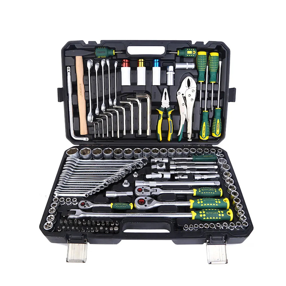 Podofo 144Pcs Car Repair Socket Tool Set Socket Wrench Ratchet Wrench Combination Kit with Portable Storage Tool Box