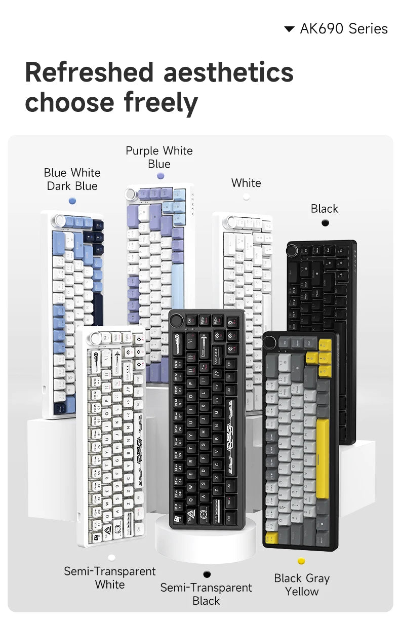 AJAZZ AK690 65% Mechanical Keyboard Wired USB Plug and Play Full-key Hot-Swap Mixed Light 68 Keys Gaming Keyboard for Laptop PC