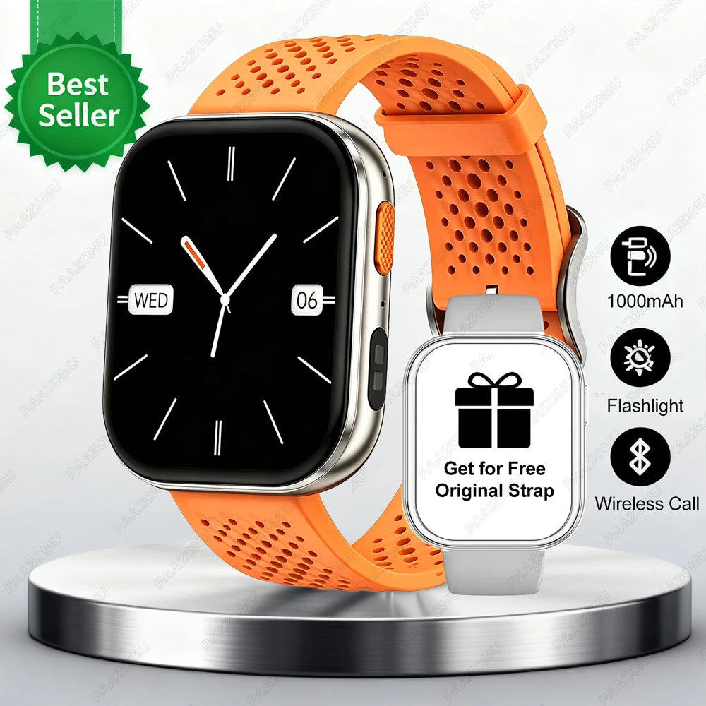New 1000mAh Battery Smart Watches Men Heart Rate Sleep Monitor Bluetooth Call IP68 Waterproof Smartwatch Women For Android iOS