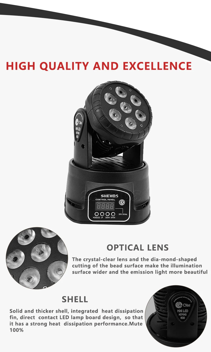SHEHDS 1pcs LED 7x12W  Par Light 7x18W RGBWA+UV Moving Head Light Wash DMX 512  DJ Dicso Nightclub Party Christmas Audience