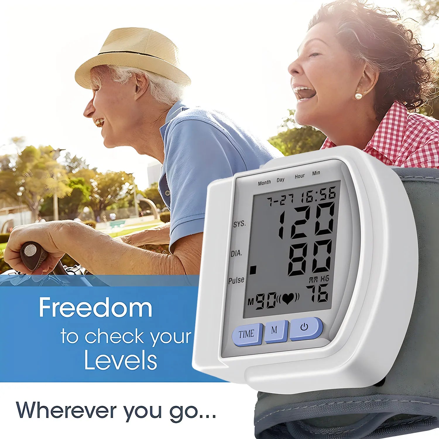 Wrist Blood Pressure Monitor Bp Monitor Large LCD Display Blood Pressure Machine Adjustable Wrist Cuff