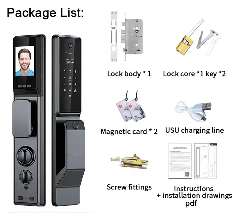 Outdoor Waterproof Lock Wifi Tuya APP Remote Voice Intercom Electronic Door Lock Face Fingerprint Smart Door Lock With Camera
