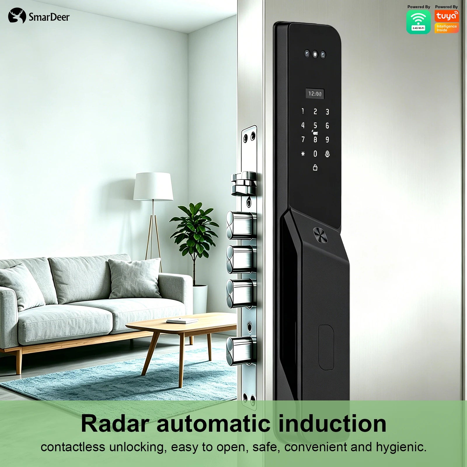 SmarDeer ﻿IS 6590 IP66 Waterproof Outdoor Smart Lock,Face & Palm Vein Recognition lock with Hebrew Menu,Tuya App Video Call