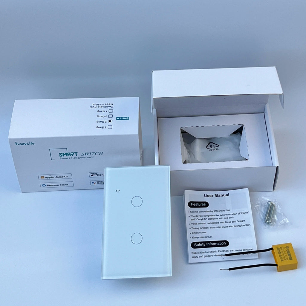 BONDA Homekit Smart Switch No Neutral EU/US WIFI Touch Sensor Light Switch Smart Google Home Alexa Siri Voice Control 220V 110V