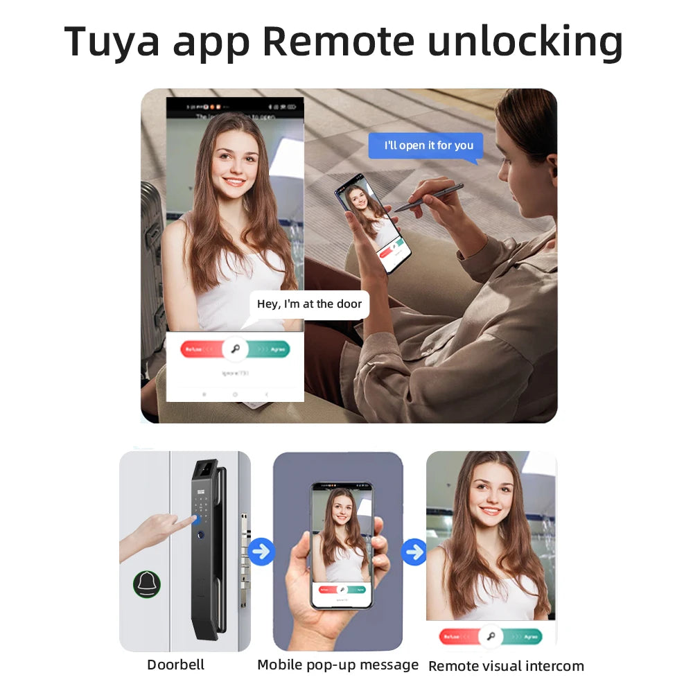 RAYKUBE DF14 Tuya WiFi 3D Face Recognition Digital Fingerprint Lock With Two-way Audio WiFi Camera Video Call APP Remote Unlock