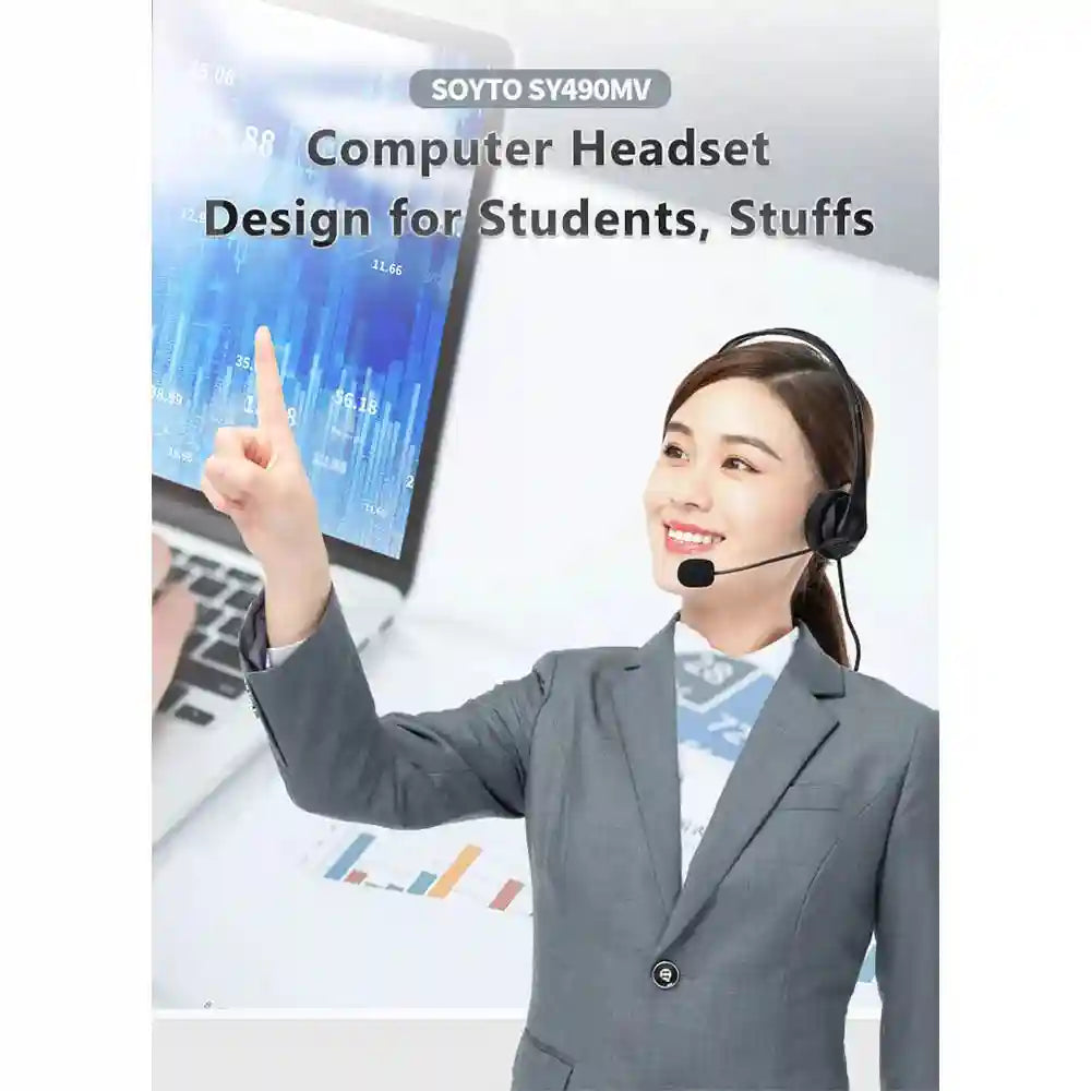 Computer Headset with Noise Cancelling Mic - USB & 3.5mm Options Tidesmit