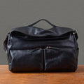 Retro Designer Men New Black Cowskin Genuine Leather Travel Bag Big Capacity Casual Tote Handbag Single Shoulder Crossbody Bag