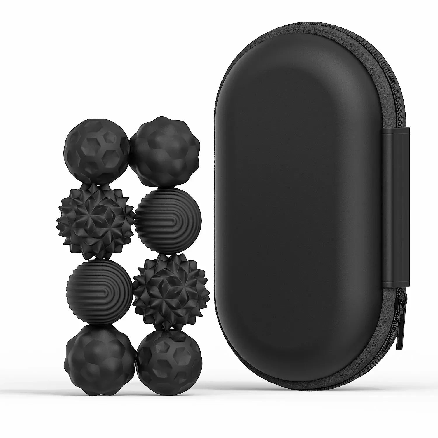 Magnetic Massage Balls for Hand Therapy - Portable Stress Relief Set Relaxation Treatment 8PCS Black Tidesmit